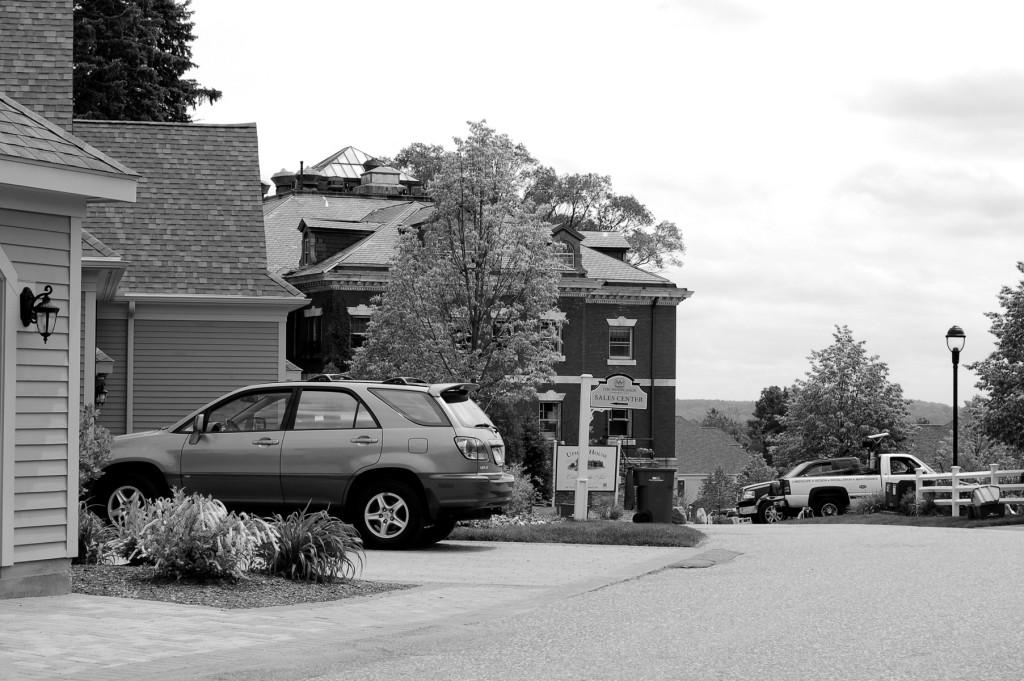 View of the Upham Memorial Building , also known as Upham House, from nearby development at McLean. The Upham House has been redeveloped as condos.