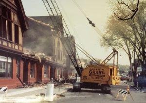 Demolition of Belmont Center’s Olive Block in 1968 / Photo: Belmont Historical Society