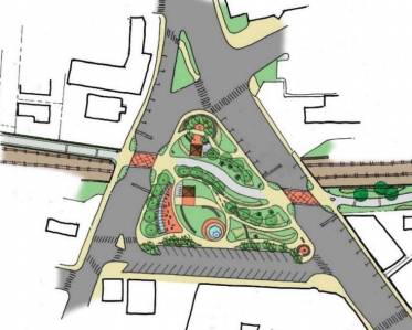 Illustration of the proposed “box-over” park for Waverley Square featuring a central lane for the bike path. This design was featured in the 2017 Feasibility Study for the Belmont Community Path.