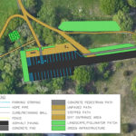 A plan for a new Rock Meadow parking lot and entrance paths by Evergreen Engineering.