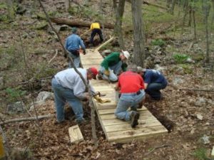 Boardwalk construction along the Western Greenway. 