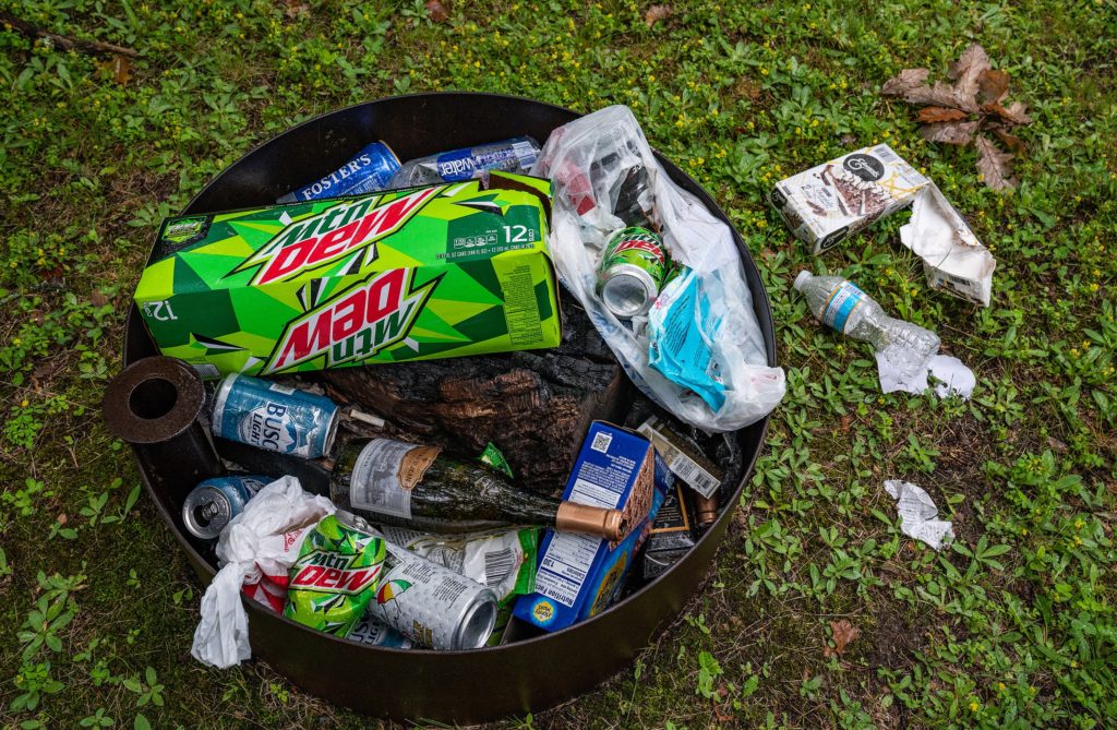 Cans in garbage can