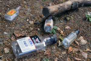 Litter with empty bottles