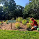 Jean Devine in school garden