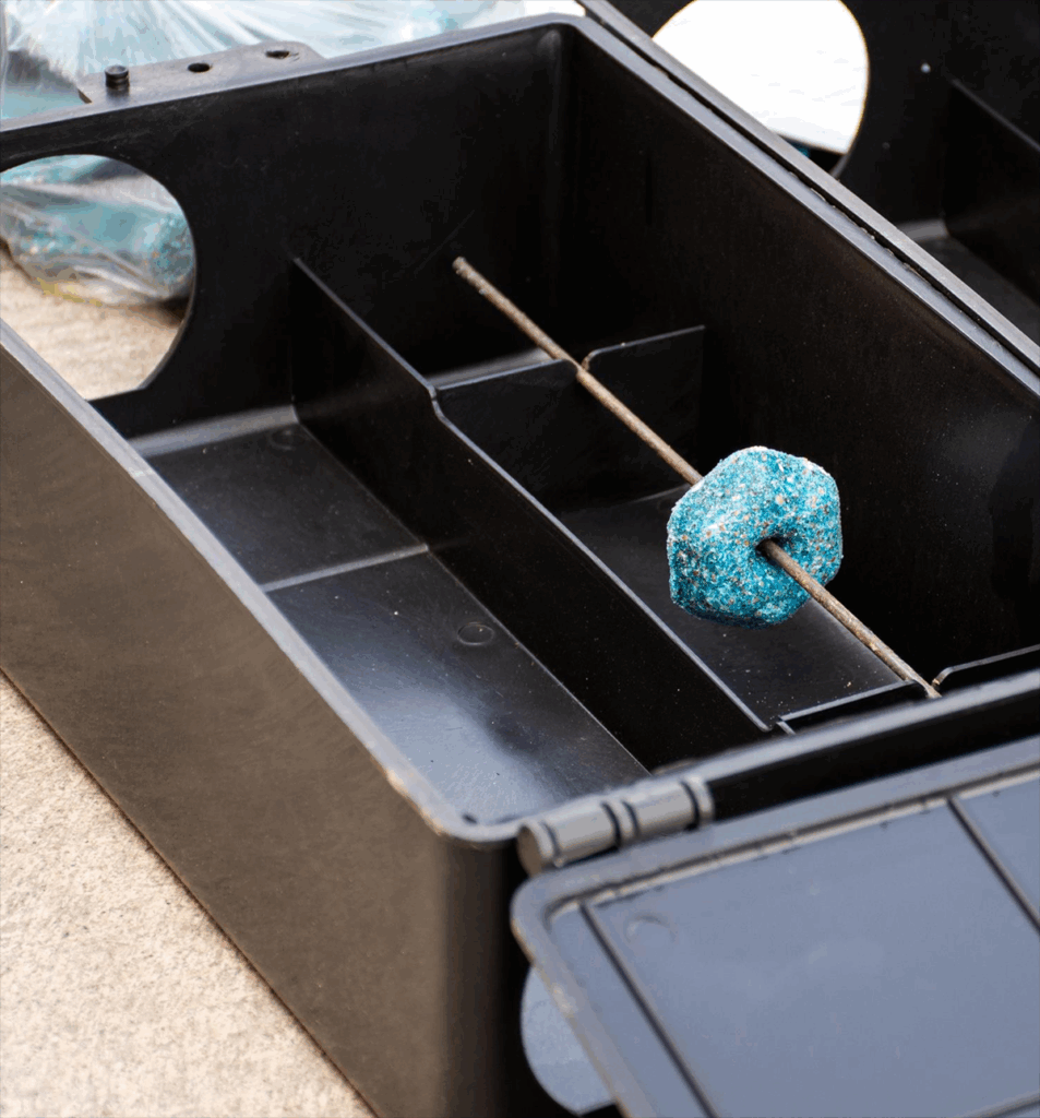 Bait box with rodenticide